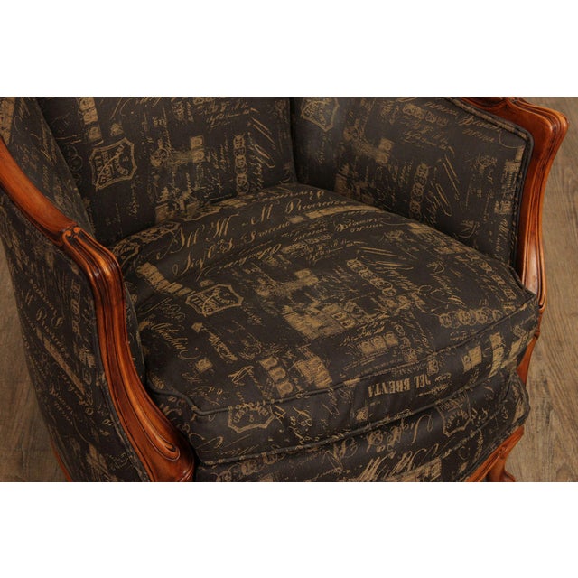 1930's French Louis XV Style Carved Barrel Bergere Armchair For Sale - Image 4 of 12