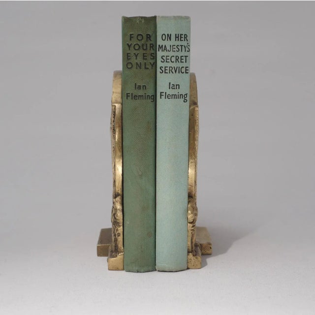 1953 English Vintage Coronation Queen Elizabeth II & Prince Philip Commemorative Bookends, Gilt Bronze - a Pair For Sale - Image 9 of 12