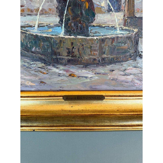 André Beronneau, Old Fountain at Cadenet, Vaucluse, 20th Century, Oil Painting on Canvas, Framed For Sale - Image 6 of 7