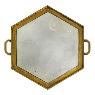 Vintage Brutalist Serving Tray in Aluminum and Brass by David Marshall, 1970s For Sale