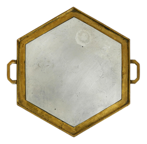 Vintage Brutalist Serving Tray in Aluminum and Brass by David Marshall, 1970s