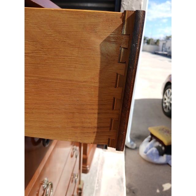 1960s Baker Furniture Empire Cherry & Burl Wood Highboy Dresser For Sale In Naples, FL - Image 6 of 11