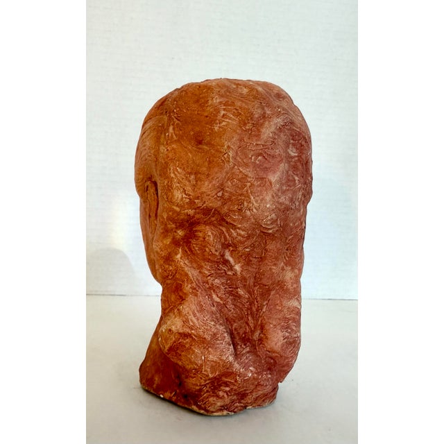 Terra Cotta Vintage Signed Hand-Made Clay Female Bust Sculpture in Terracotta Finish For Sale - Image 8 of 10