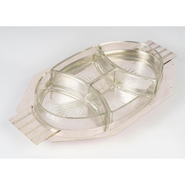 Art Deco Silver-Plated Metal and Crystal Tableware, Early 20th Century, Set of 5 For Sale - Image 12 of 13