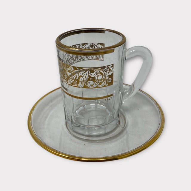 Vintage Glass Coffee Set with Gold Embellishment- 12 Pieces For Sale - Image 4 of 7