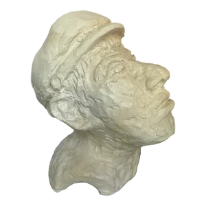 Handmade Bust of a Man in a Hat, Signed