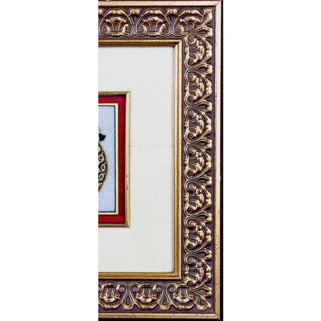 20th Century Indian Kundan-Style Gilt Framed Jewelled Alabaster Plaque For Sale - Image 4 of 8