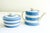 Handmade in England Striped Stonware Cornishware Teapot/Butter Dish For Sale In Los Angeles - Image 6 of 9