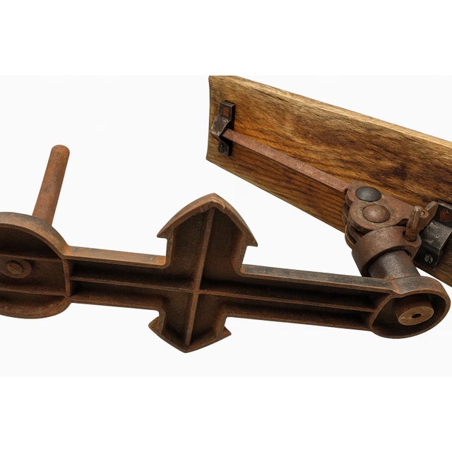 Metal Antique Limoges Factory Artist’s Cast Iron & Wood Detailing Armrest – 1916 For Sale - Image 7 of 11