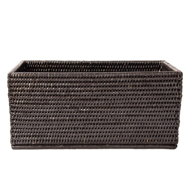 Artifacts Rattan Rectangular Everything Basket in Tudor Black - 13" For Sale - Image 4 of 9