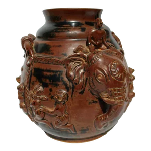 Sawankhalok Brown Glaze Elephant Jar