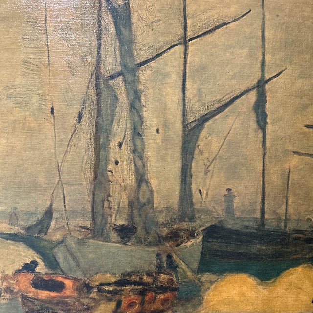 Vintage Post Impressionist Pierre Bonnard Painting on Canvas Nautical Seascape Framed For Sale - Image 9 of 12