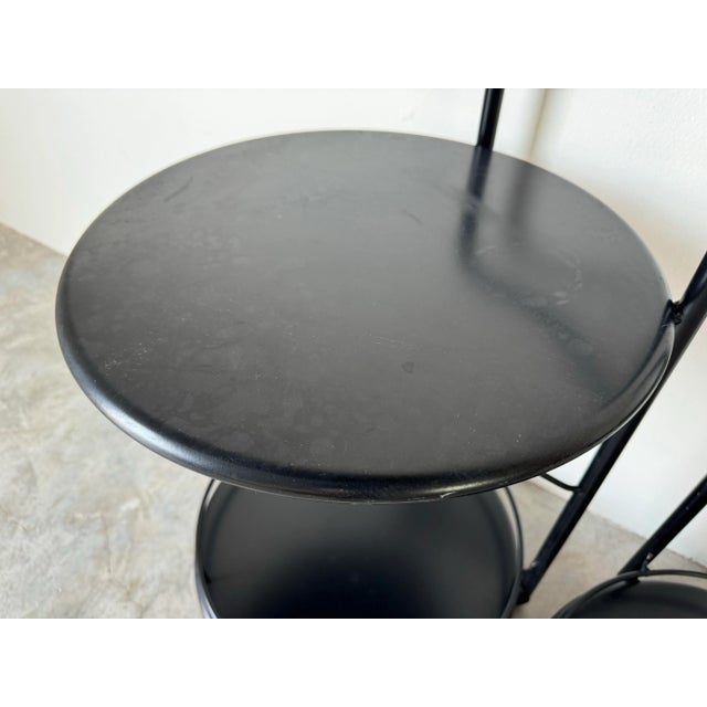 Black Italian Postmodern Bonaldo Casa Two - Tier Rolling Side Tables - A Pair/ Sold For Sale - Image 8 of 12