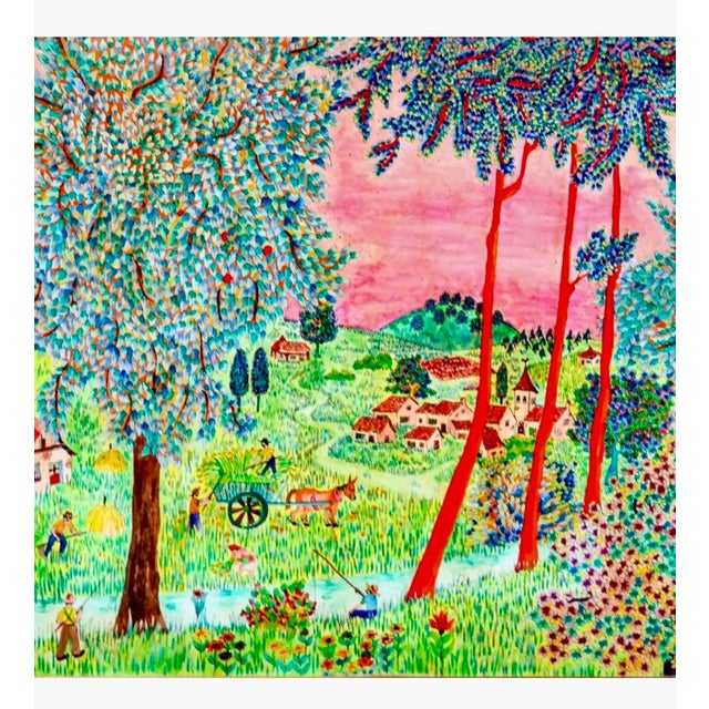 Michel Loeb, French Naive, Fauvist Oil on Panel Painting "Le Petit Clocher" Michel Loeb, c. 20th century For Sale - Image 11 of 14