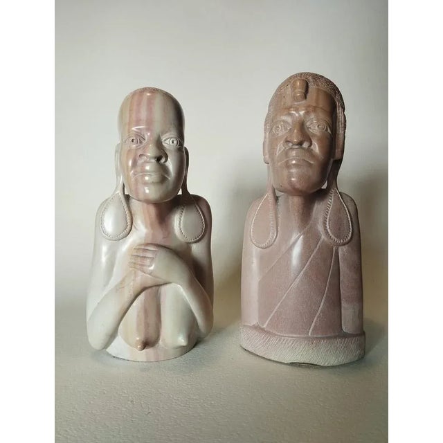 Carved Soapstone Maasai Busts, 1970s, Set of 2 For Sale - Image 9 of 9