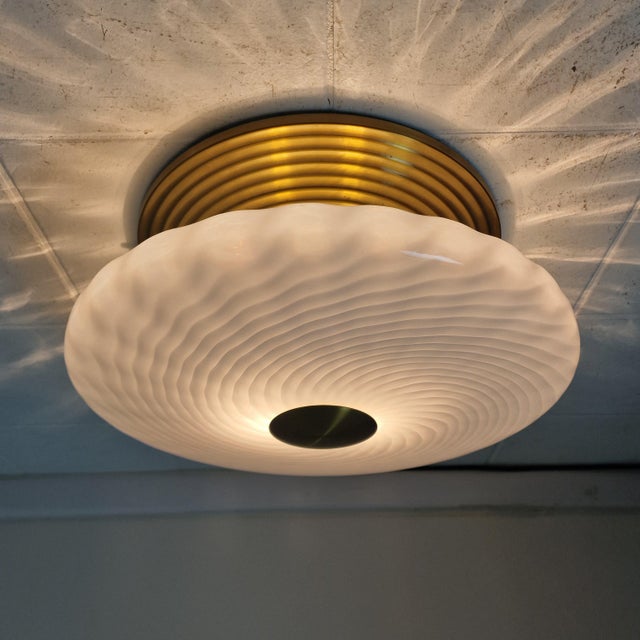 Large Mid-Century Italian Swirl Murano Glass Flush Mount, 1970s For Sale - Image 9 of 13
