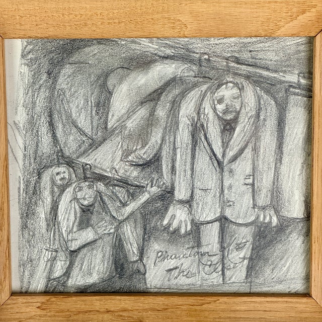 American Original Vintage New York Artist Eugene Arcieri Mid 20th C. Pencil Illustration, Framed & Signed For Sale - Image 3 of 7