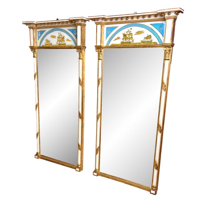 Antique Painted and Gilded Pier Mirrors, 1820, Set of 2 For Sale - Image 15 of 15