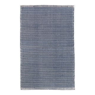 Dash & Albert by Annie Selke Herringbone Navy/Ivory Indoor/Outdoor Rug, 9' 6" x 13' 6" For Sale