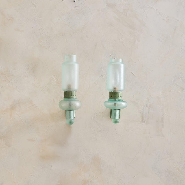 Art Deco 1940s Italian Corroso Glass Sconce Attributed to Flavio Poli for Seguso No. 02 For Sale - Image 3 of 12