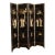Asian Decorated Black Lacquer Four-Panel Folding Screen For Sale