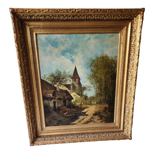 Eugene Galien-Laloue Village Scene Oil Painting 19th C, Framed For Sale