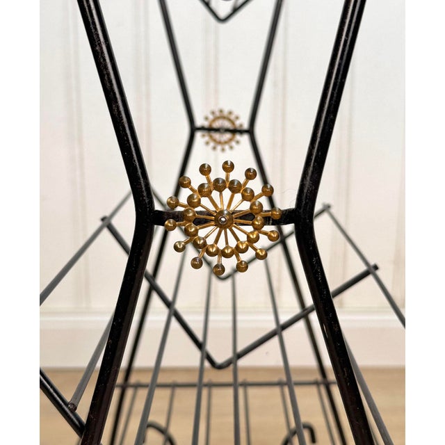 Mid 20th Century Mid-Century Atomic Sunburst Black Magazine Rack Vinyl Record Stand For Sale - Image 5 of 8