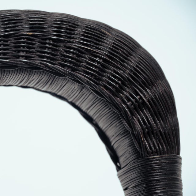 Set of Sculptural Rattan Tripod Armchairs, 1980s For Sale - Image 16 of 18