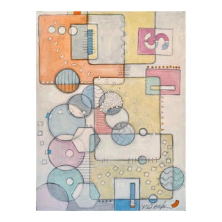 “Geo Time”, Original Geometric Abstract Painting by Paula DeStefanis For Sale