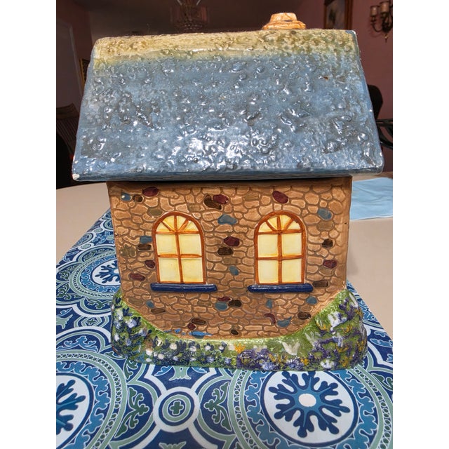 Vintage Christmas Gift Thomas Kinkade Cookie Jar Garden Cottage Village House Lovely example of a Thomas Kinkade design,...