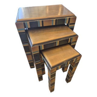 3 Piece Wooden Nesting Table For Sale