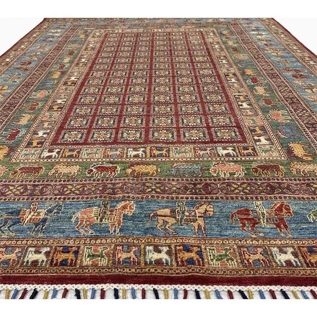 Handwoven Animal Print Turkmen Style Area Rug 6'7"×9'10" For Sale - Image 4 of 12