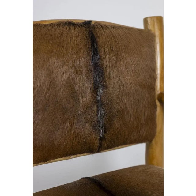 Brutalist Style Armchair in Elm and Goatskin, 1970s For Sale - Image 11 of 13