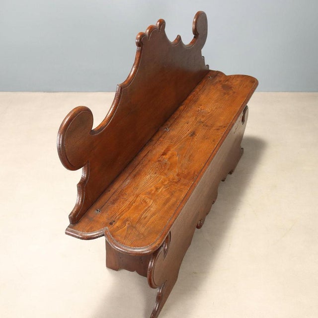 Wood Antique Bench in Stained Walnut and Oak, 1800s For Sale - Image 7 of 10