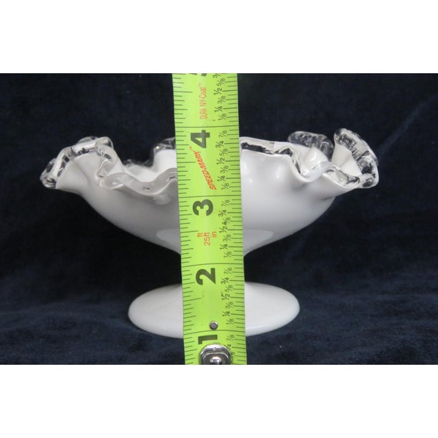 Mid 20th Century Fenton Silver Crest Milk Glass Ruffled Pedestal Compote Candy Dish 5174b For Sale - Image 5 of 12