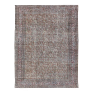 Early 20th Century Antique Persian Khorassan Rug With All-Over Floral Design in Red and Blue For Sale