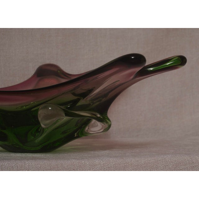 Green Mid-Century Modern Murano Glass Cachepot in Green and Pink, Italy, 1990s For Sale - Image 8 of 11
