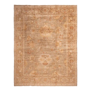 Oushak Transitional Brown Wool Rug-9x11’7" For Sale