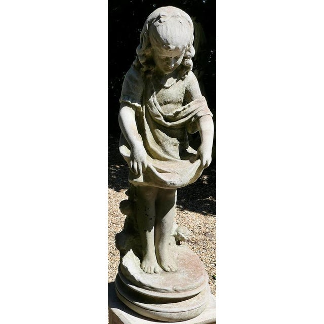 Stone Statue of a Girl Holding Out Her Apron, 1950 For Sale - Image 4 of 9