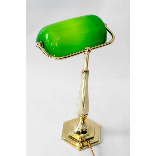 Banker Table Lamp with Glass Shade, Vienna, 1920s For Sale - Image 9 of 18