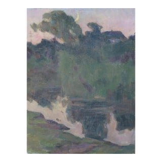 Impressionist Oil Painting: Ukrainian Rural Landscape Art, 1966 46-35 For Sale