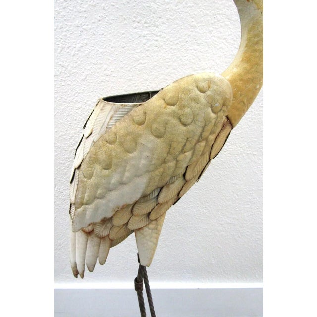 Vintage Old Florida Crane Form Art Metal Plant Stand For Sale - Image 10 of 12
