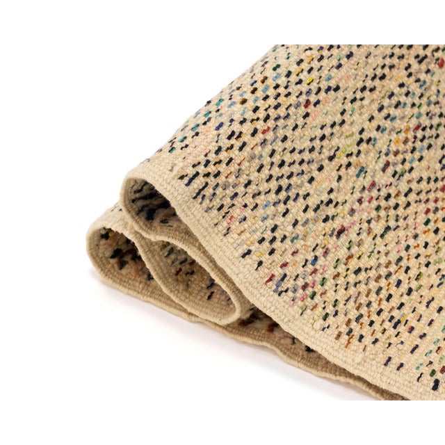 Abstract Hand-Knotted Moroccan Wool Rug | 6'11" X 3'8" | One of a Kind For Sale - Image 4 of 7