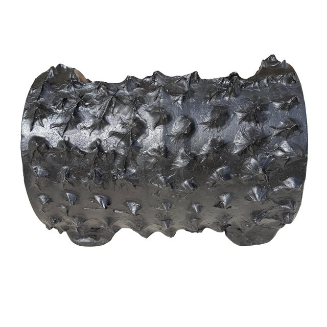 Mid 20th Century Black Brutalist Faux Bois Concrete Log Planter With Sculptural Bark Texture For Sale - Image 9 of 9