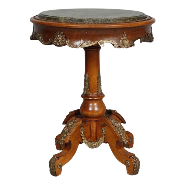 French Empire Green Marble Top Table For Sale