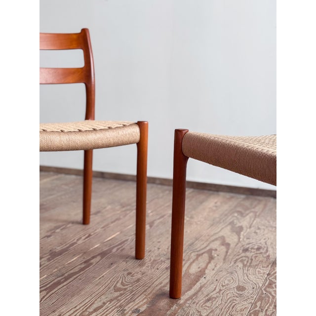 Beige Vintage Model 84 Teak Dining Chairs by Niels O. Møller for J.L. Moller, Set of 2 For Sale - Image 8 of 15
