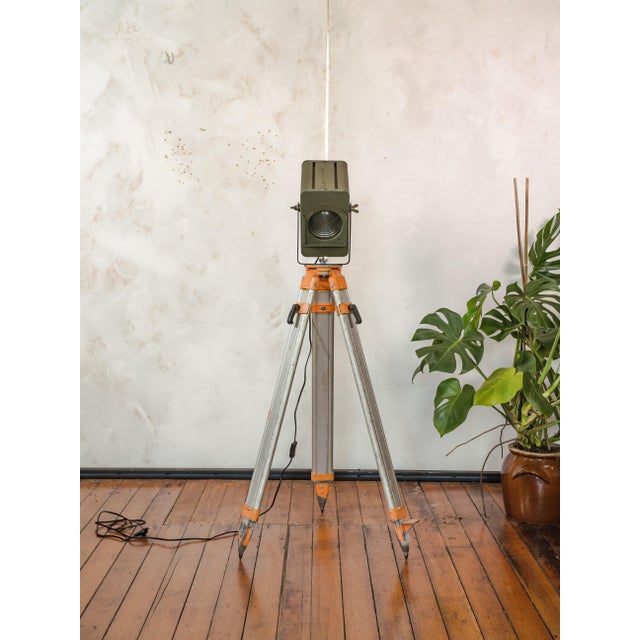Add a bold industrial touch to your space with this vintage 1960s strand electric patt 45 theater spotlight, mounted on an...