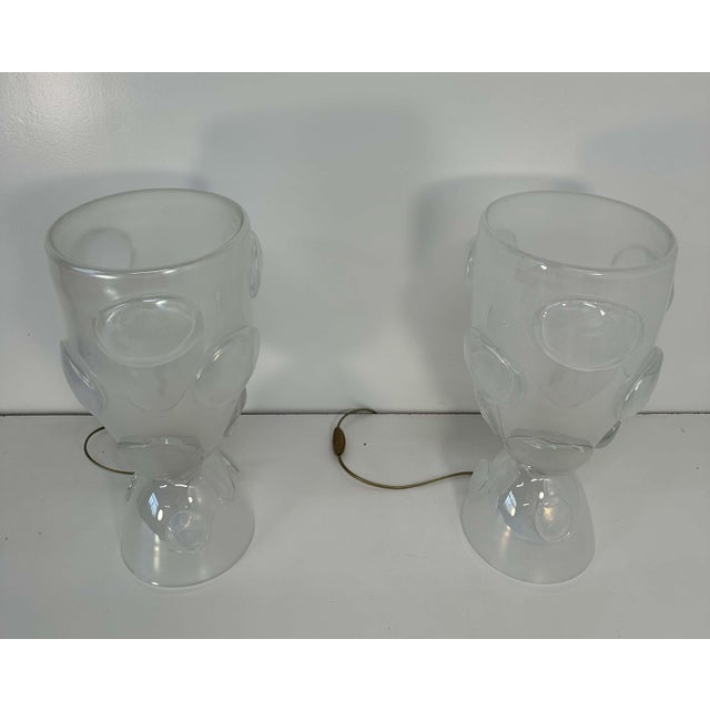 Italian Art Deco Murano Glass Vase Table Lamps, 2000s, Set of 2 For Sale - Image 3 of 11