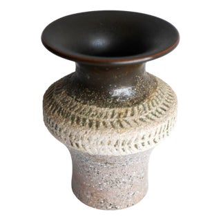 Mid-Century Scandinavian Modern Brutalist Art Pottery Vase by Thomas Hellström for Nittsjö, Sweden For Sale