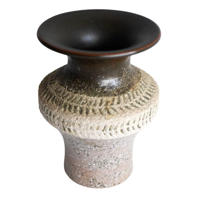 Mid-Century Scandinavian Modern Brutalist Art Pottery Vase by Thomas Hellström for Nittsjö, Sweden For Sale